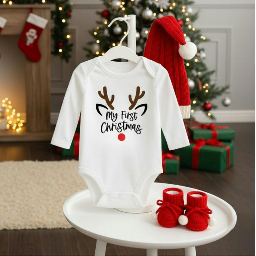 Baby Christmas Red Santa Hat Gift Set