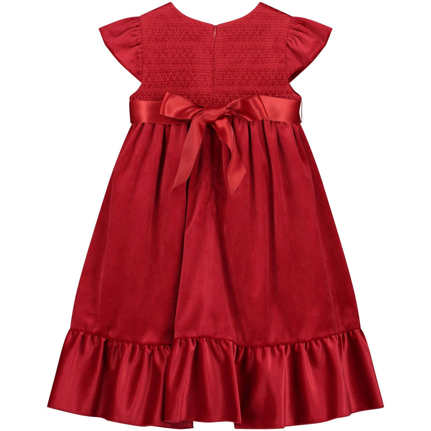 Poppy Smocked Velvet Girls Party Dress