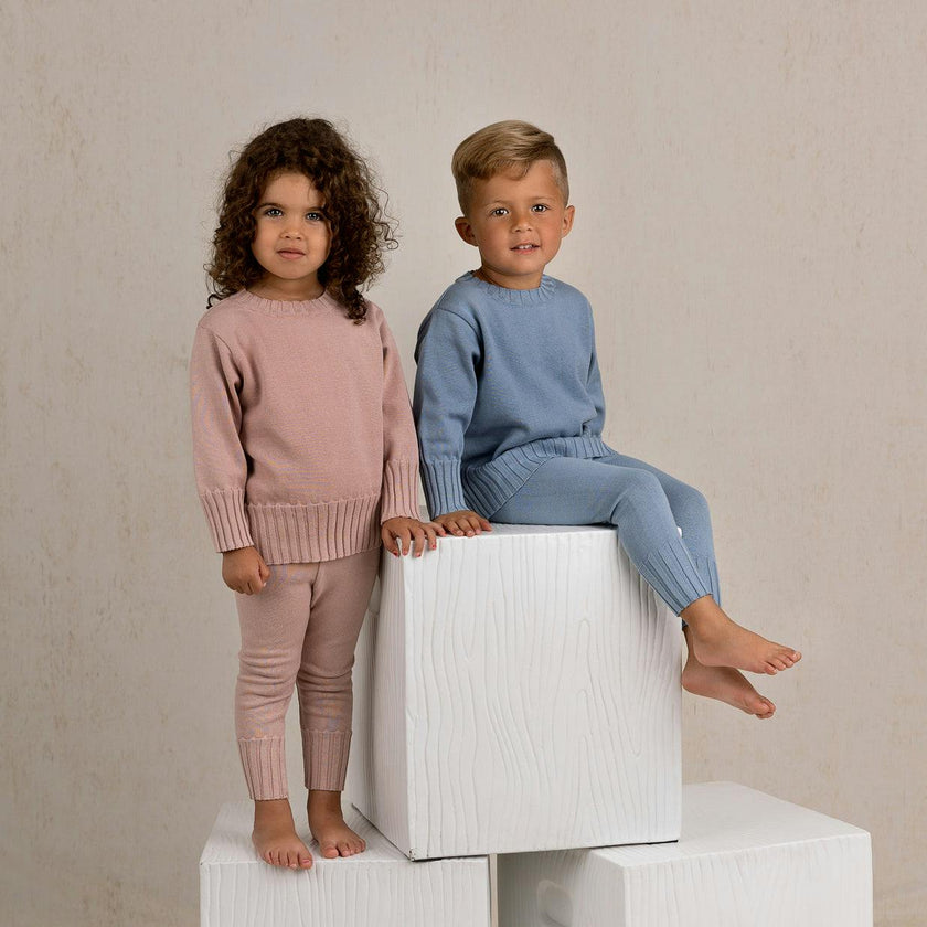 Remi Ribbed Knit Set Vintage Blue