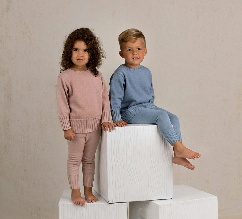 Remi Ribbed Knit Set Vintage Blue