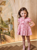 Nicky Hilton x La Coqueta Pink Toile de Jouy Theodora Baby Girl Hand-Smocked Set