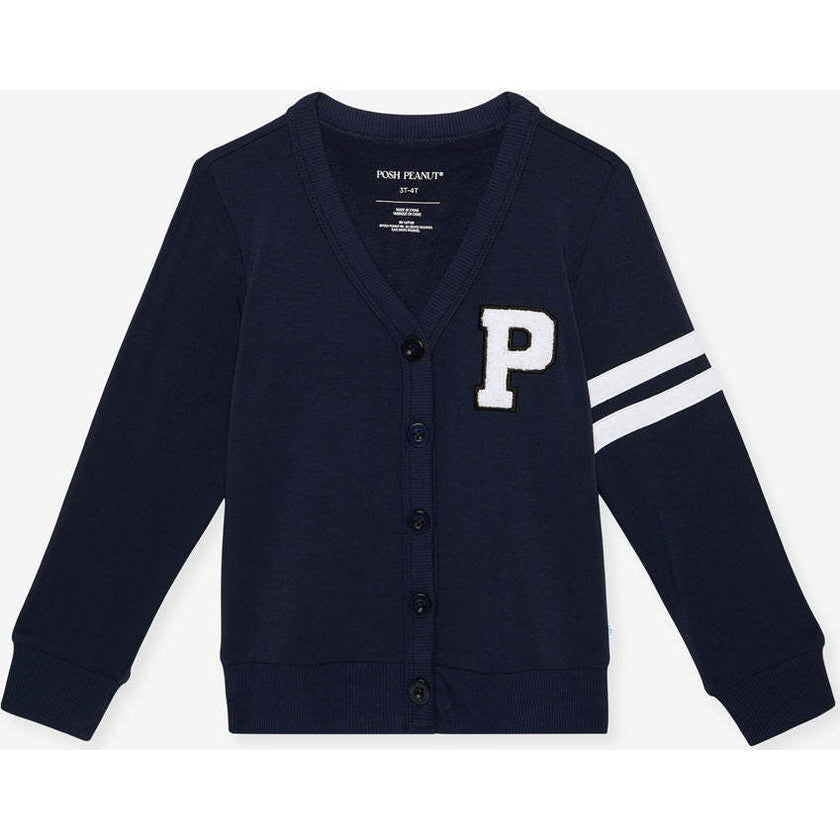 Varsity Navy French Terry Varsity Cardigan