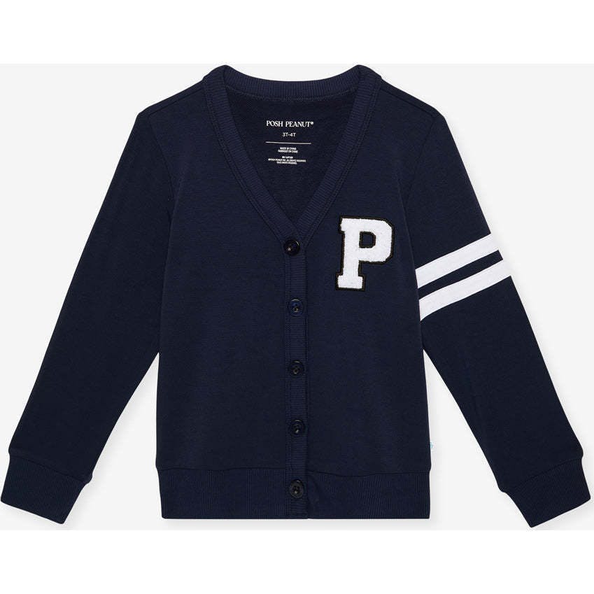 Varsity Navy French Terry Varsity Cardigan