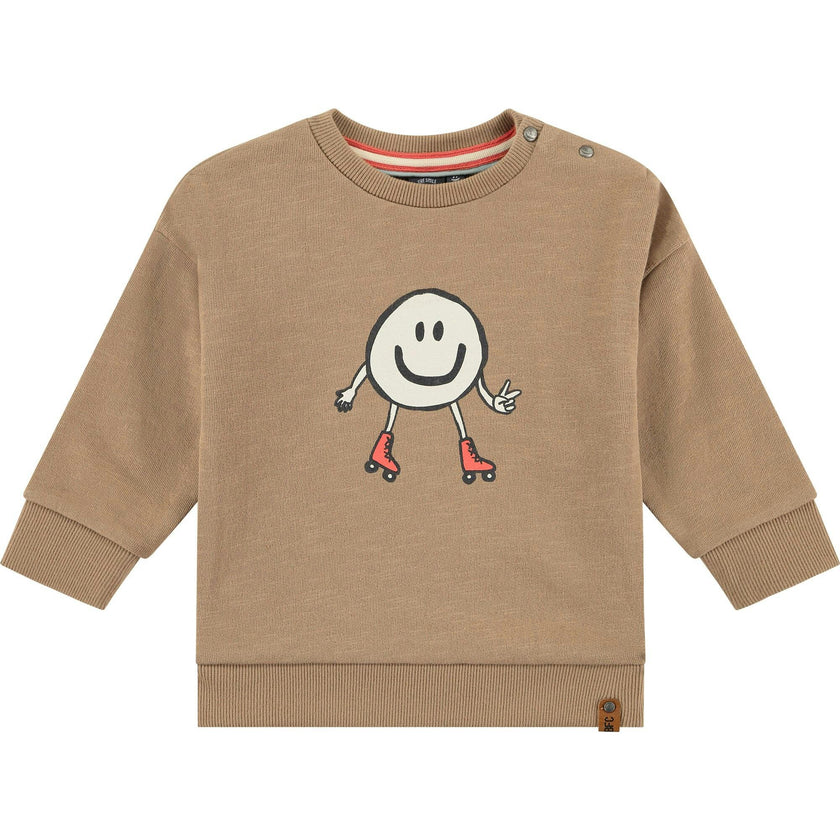 Crew Neck Neon Smiling Character Print Sweatshirt