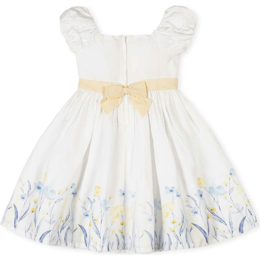 Organic Puff Sleeve Sateen Party Dress, White