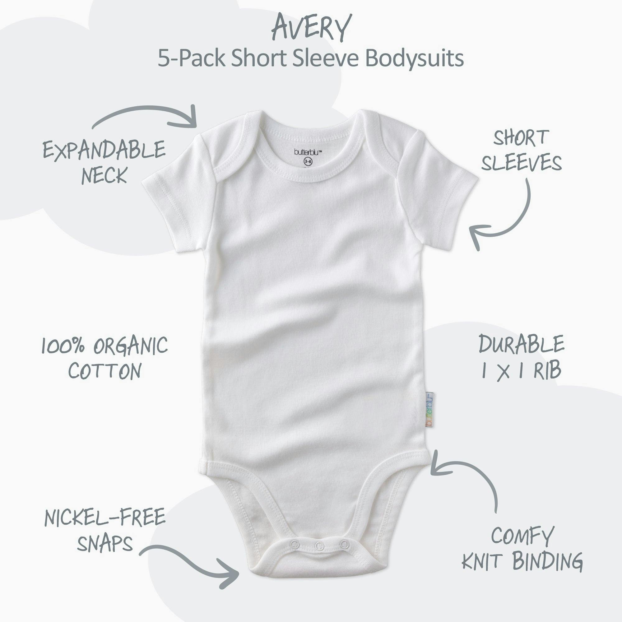AVERY 5-Pack Short Sleeve Bodysuits