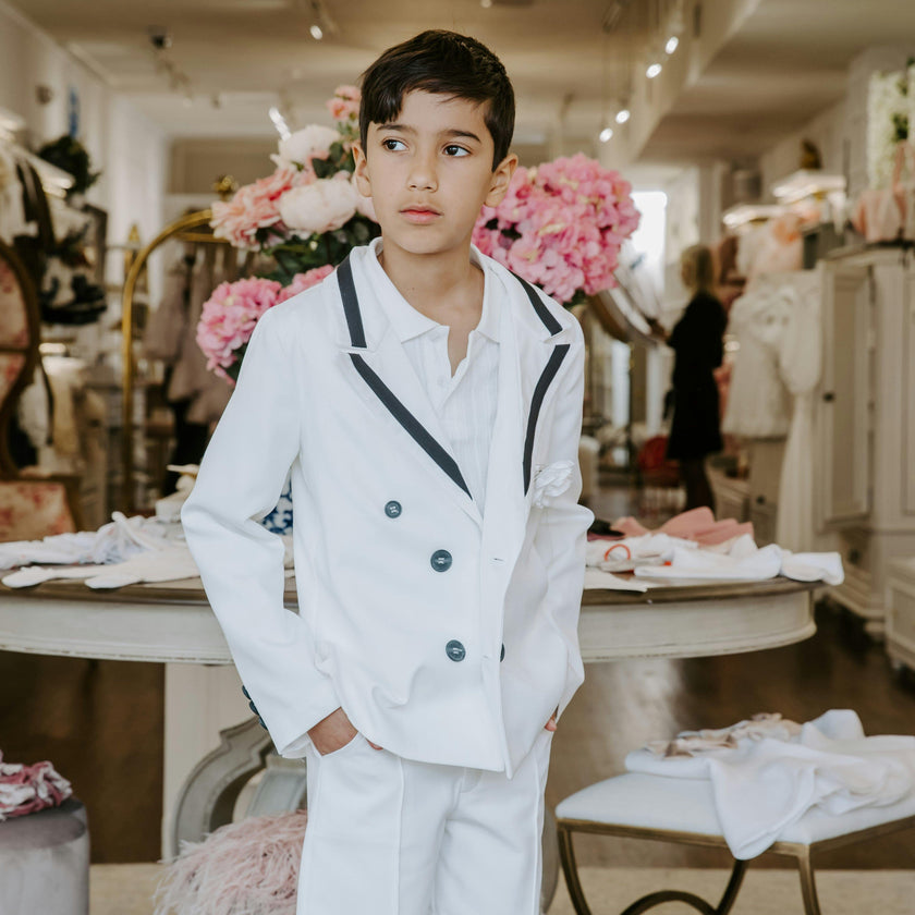 Alex White Boys Blazer With Black Contrast Line