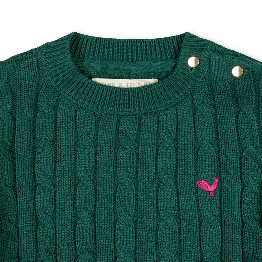 Organic Crew Neck Cable Sweater