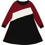 Tricolor French Terry Long Sleeve Dress