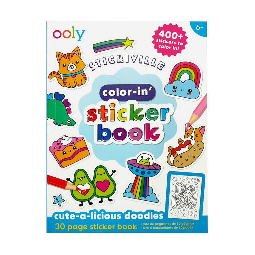 Stickiville Color-In' Sticker Book - Cute-A-Licious Doodles - 400+ Stickers