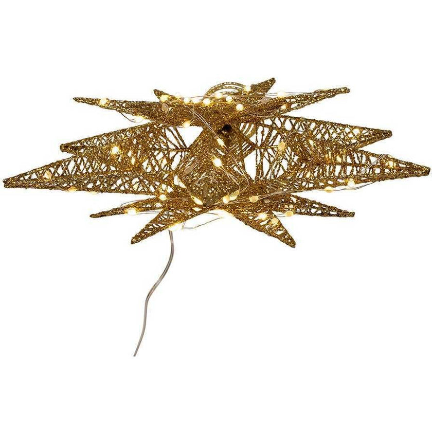 15-Inch Twinkling LED Gold Starburst Tree Topper