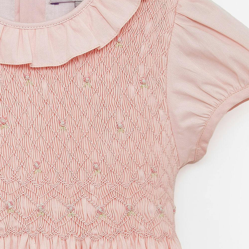 Willow Rose Hand Smocked Dress in Pink