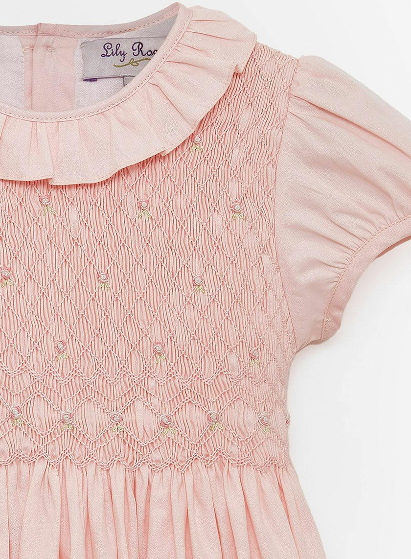 Willow Rose Hand Smocked Dress in Pink