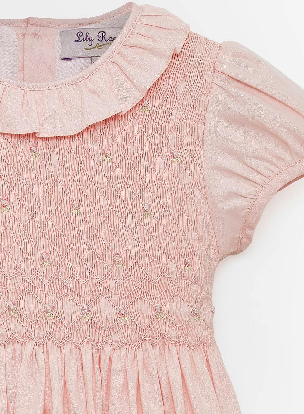 Willow Rose Hand Smocked Dress in Pink
