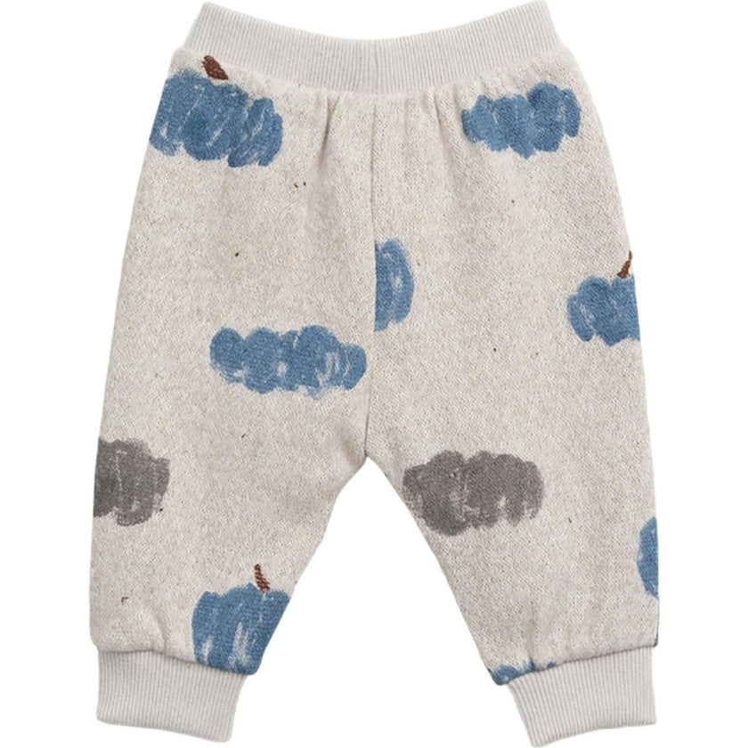 Cloud Print Plush Elastic Waistband Cuffed Hem Sweatpants