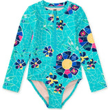 Long Sleeve One-Piece Swimsuit, Blue