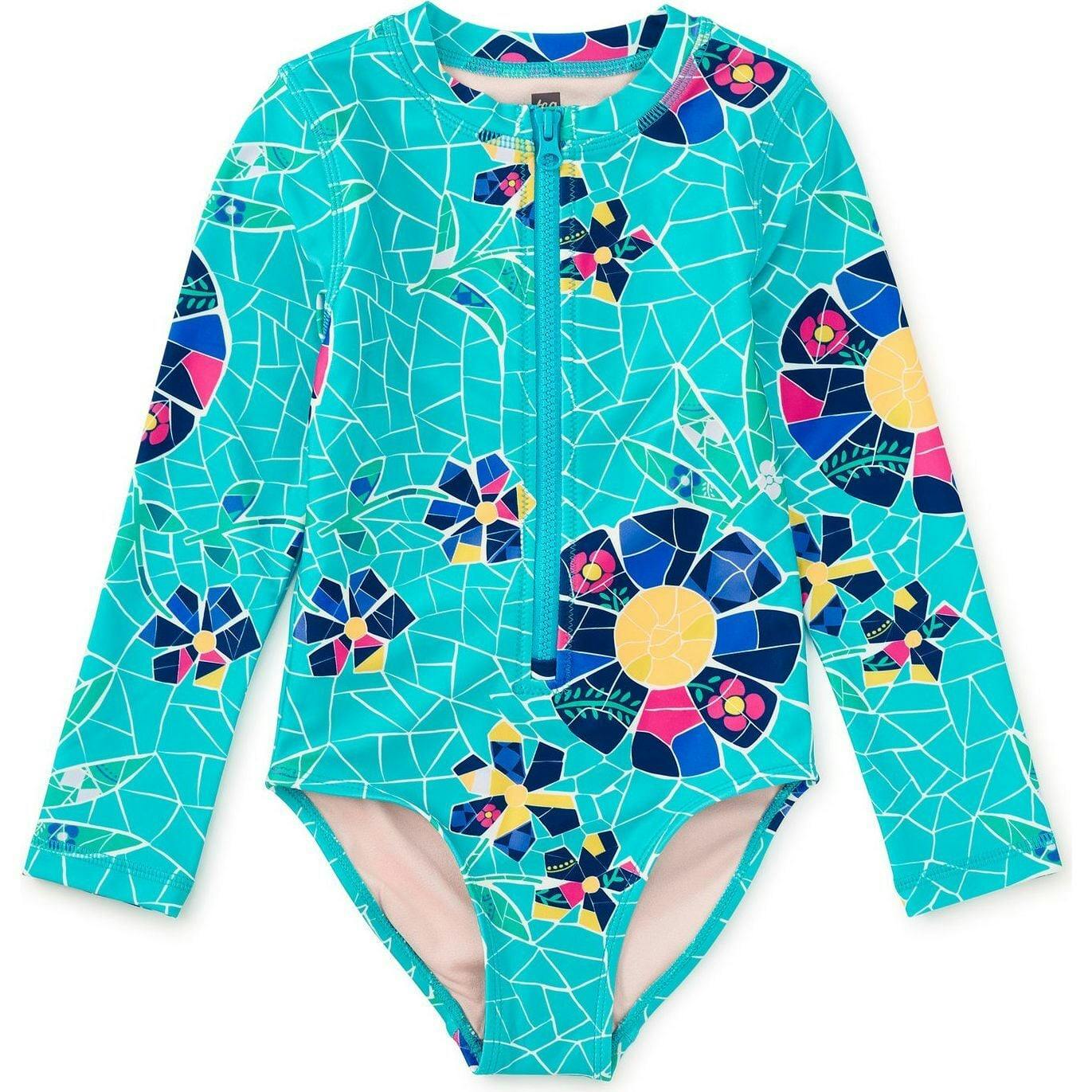 Long Sleeve One-Piece Swimsuit, Blue