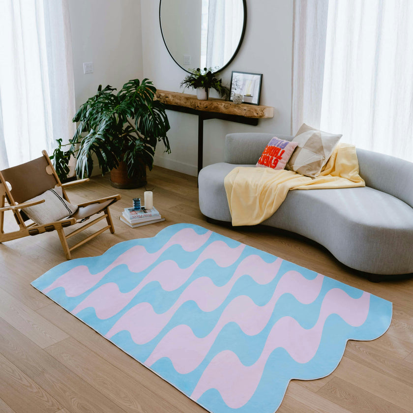 Pastel Irregular Shaped Wavy Rug by Johann Banta