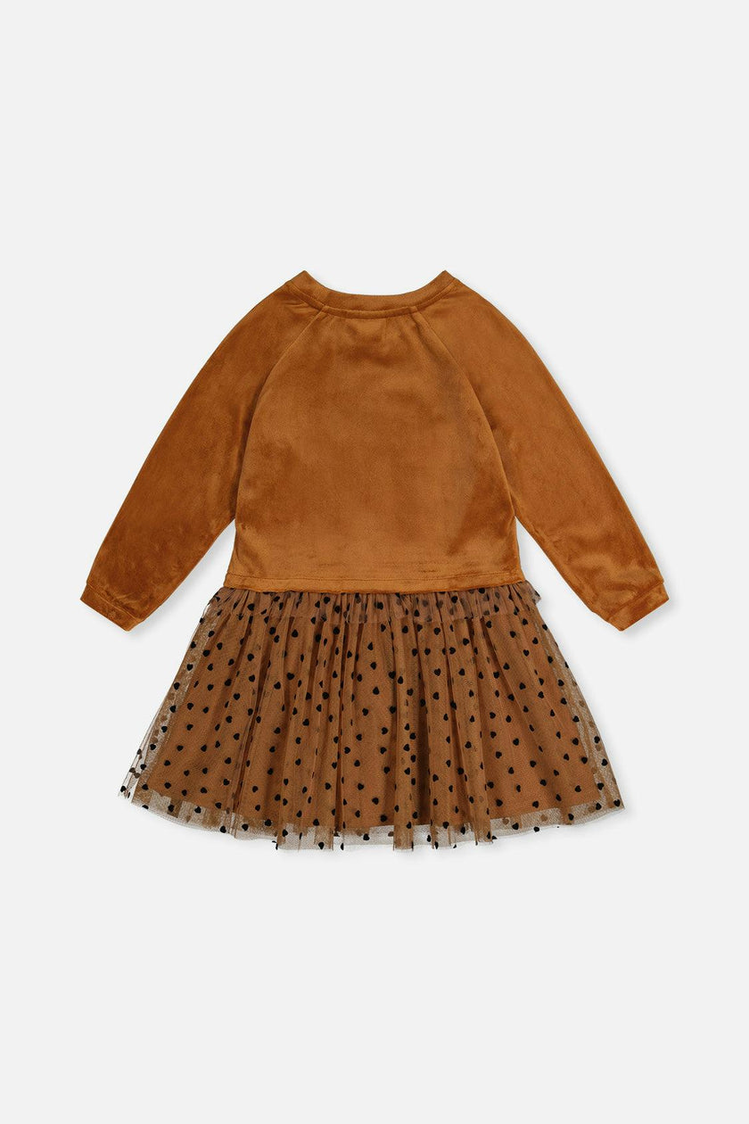 Bi-Material Dress Brown
