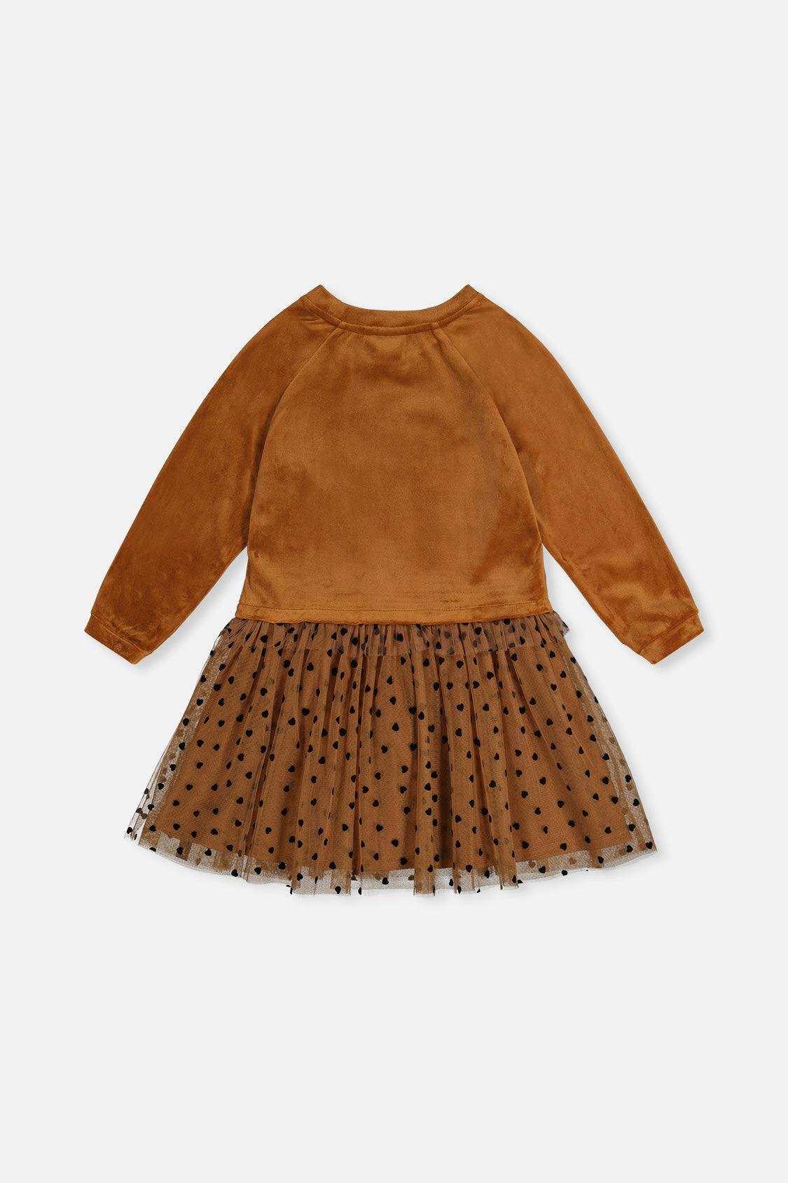 Bi-Material Dress Brown