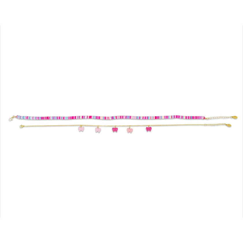 Girl's Colorful Disk Necklace & Charm Duo