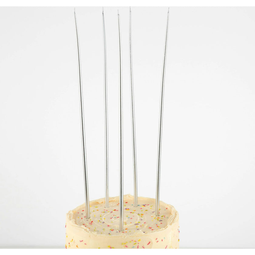 Silver Tall Tapered Candles