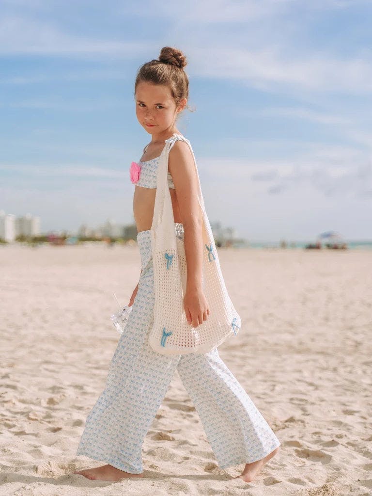 CROCHET BAG BLUE BOW