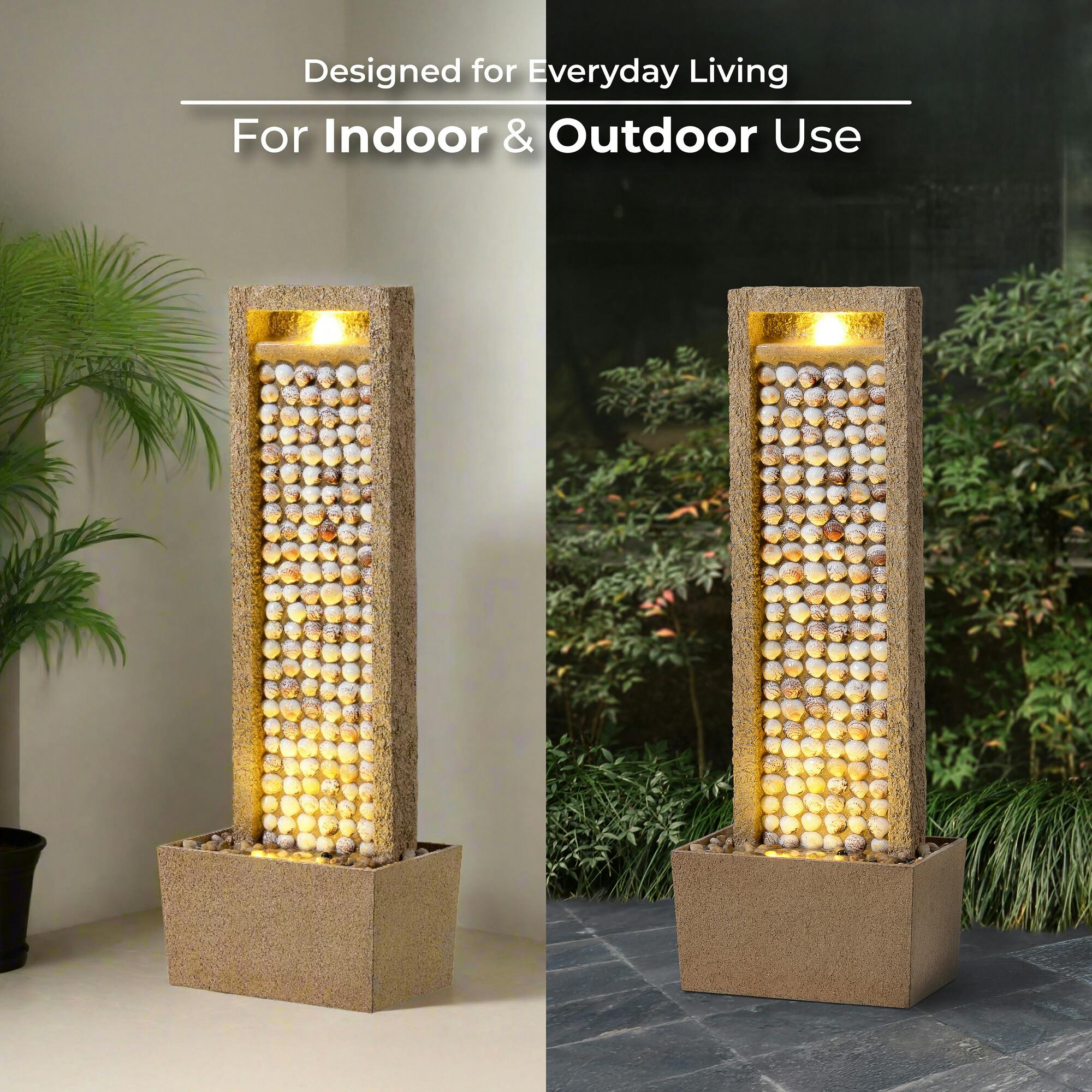 Teamson Home Coastal Seashells Design Outdoor Water Fountain with Warm Glow Lighting
