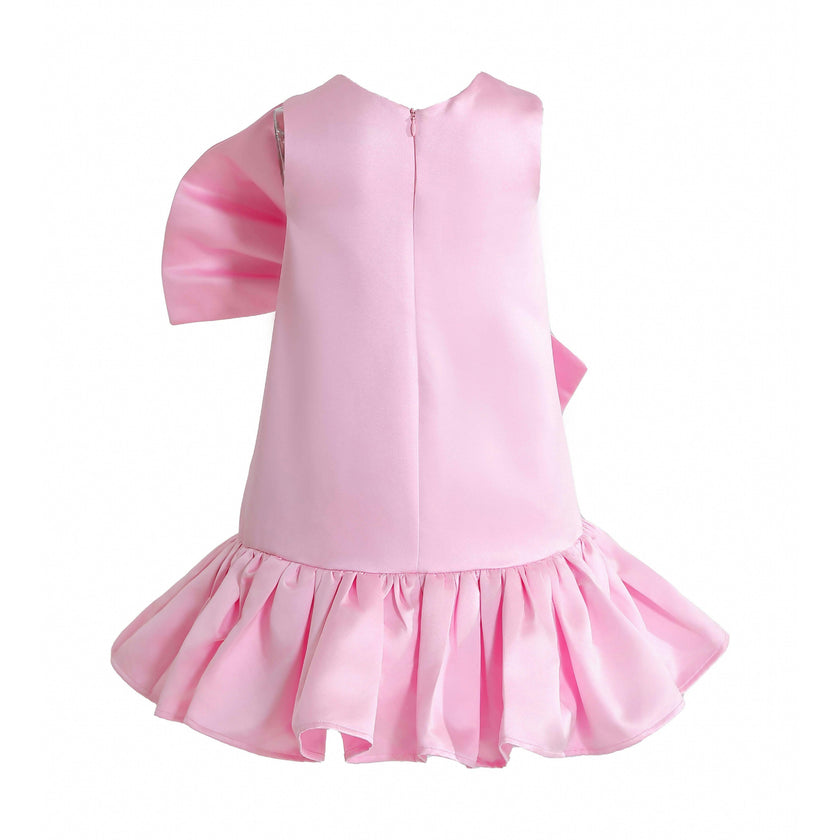 Pink Dahlielle Satin Bow Dress