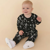 Glow In The Dark Silly Skelly Halloween Long Sleeve Romper