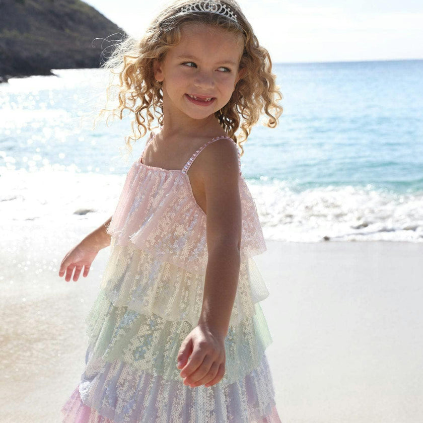 Rainbow Sequin Tiered Dress