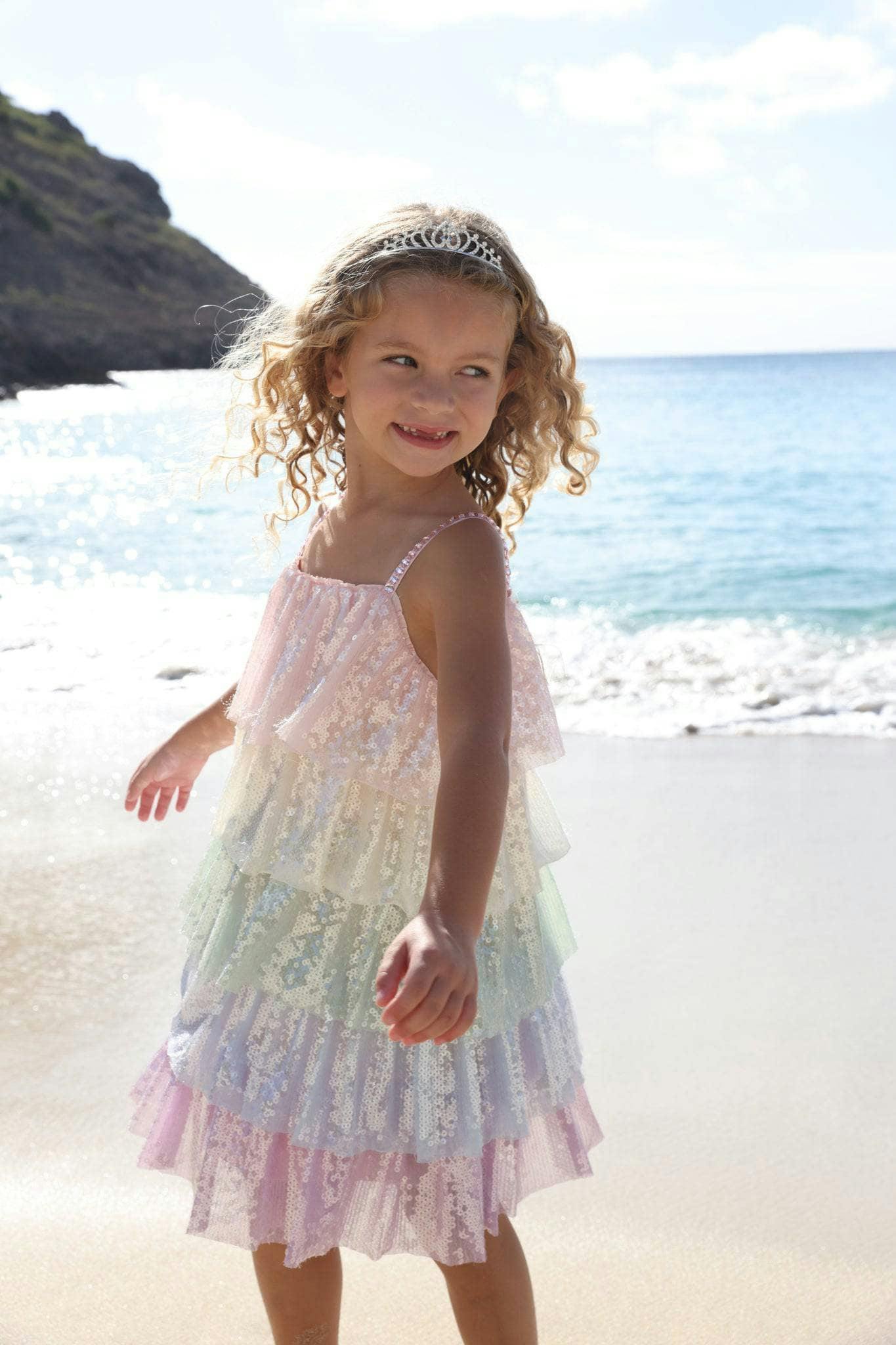Rainbow Sequin Tiered Dress