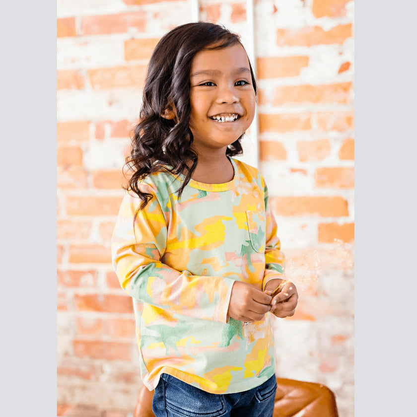 Billie Print Long Sleeve Pocket Tee