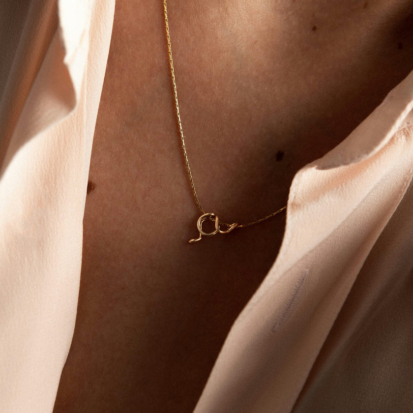 Initial Necklace, 14k Yellow Gold Filled