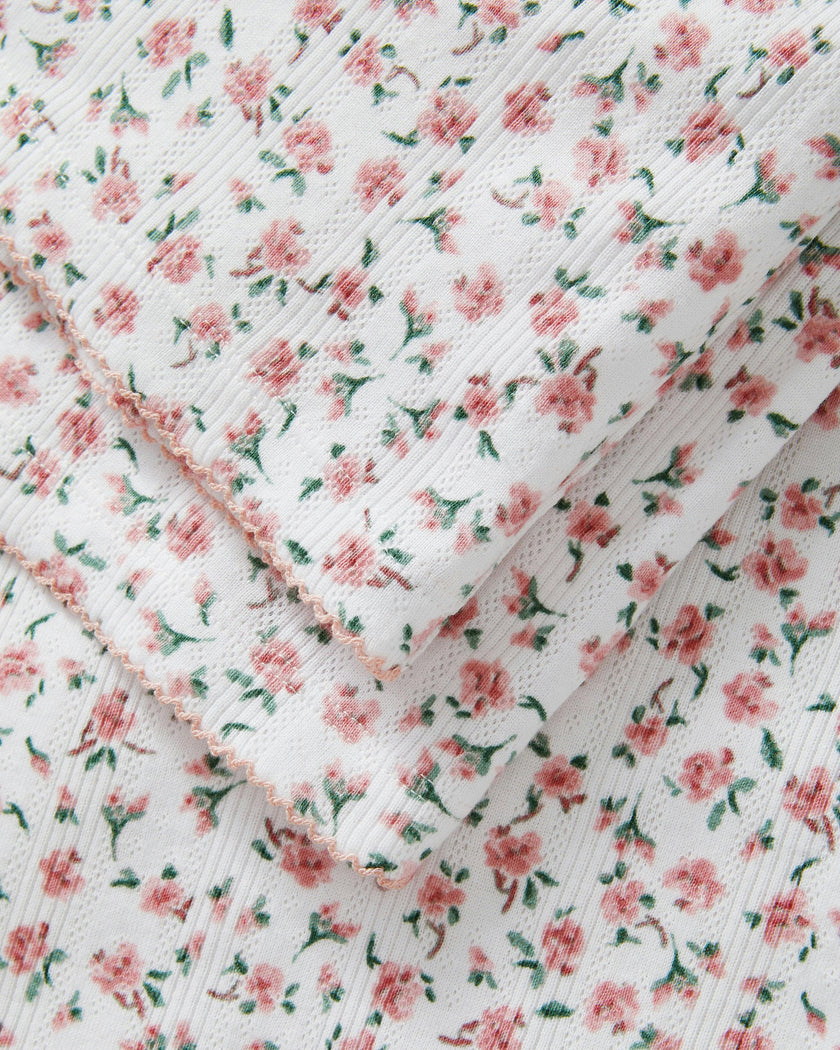 Women's Pointelle Pant in Pink Floral