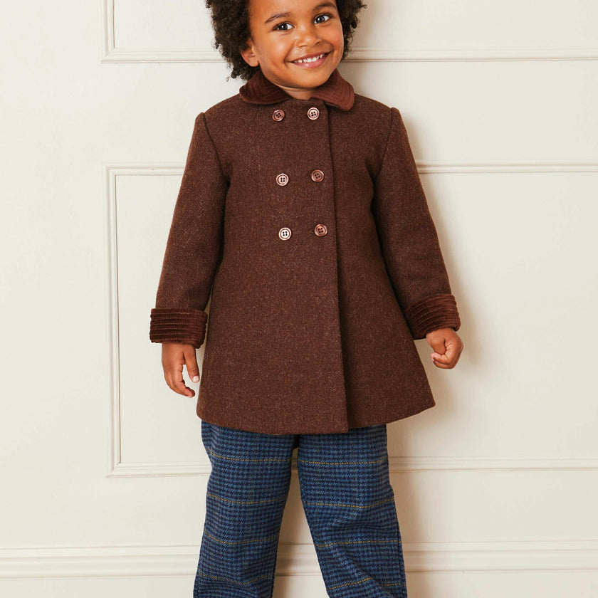 Traditional Double Breasted Coat in Brown (12mths-10yrs)
