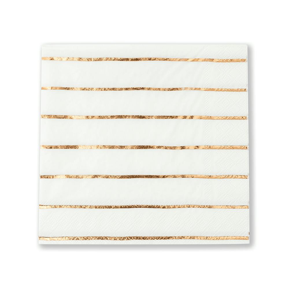 Rose Gold Frenchie Striped Large Napkins
