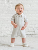 Mato Seersucker Collared Romper - Dune Stripe
