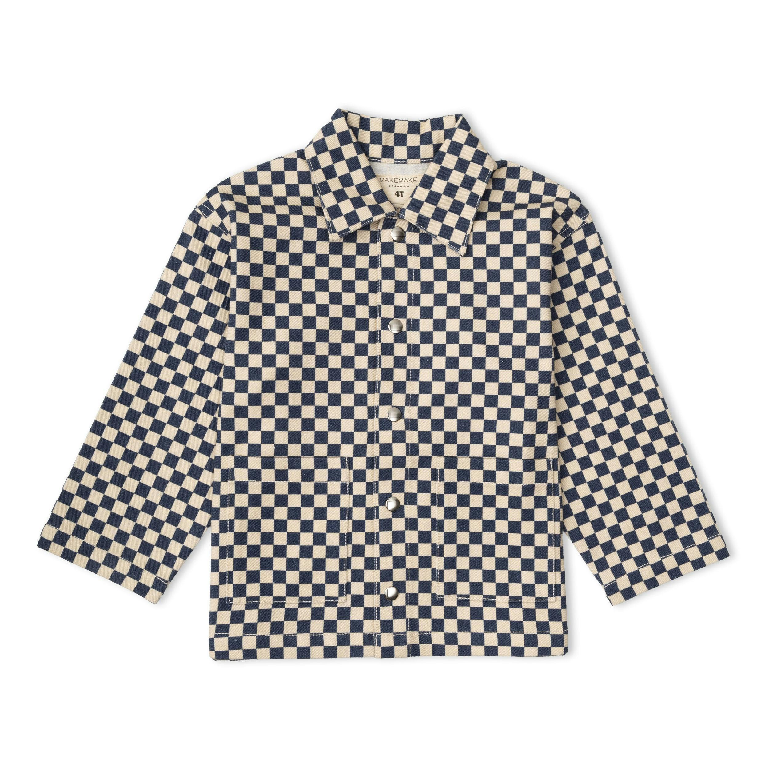 Organic Twill Button Jacket - Midnight Check