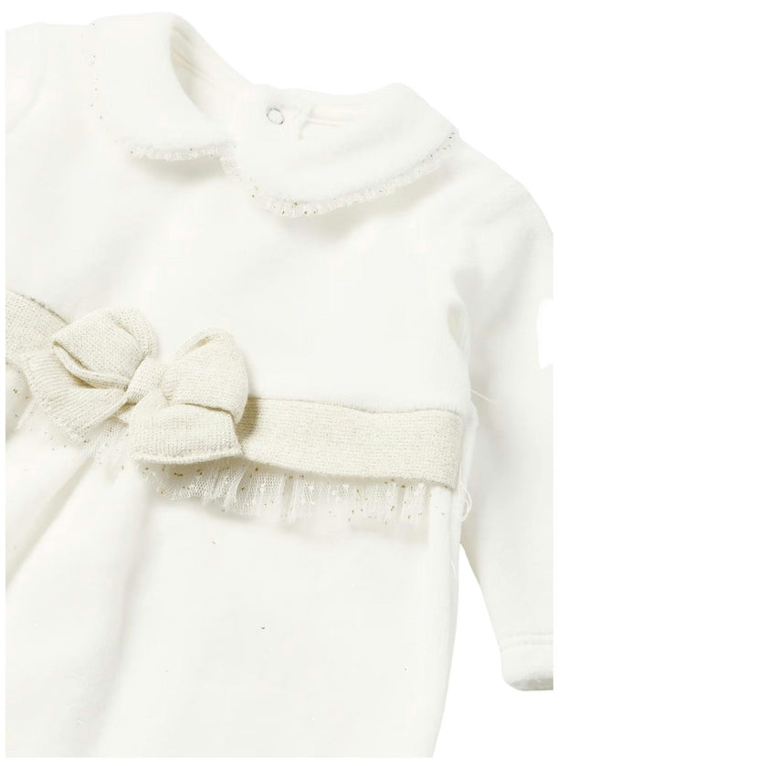 White Bow Formal Babygrow & Beret