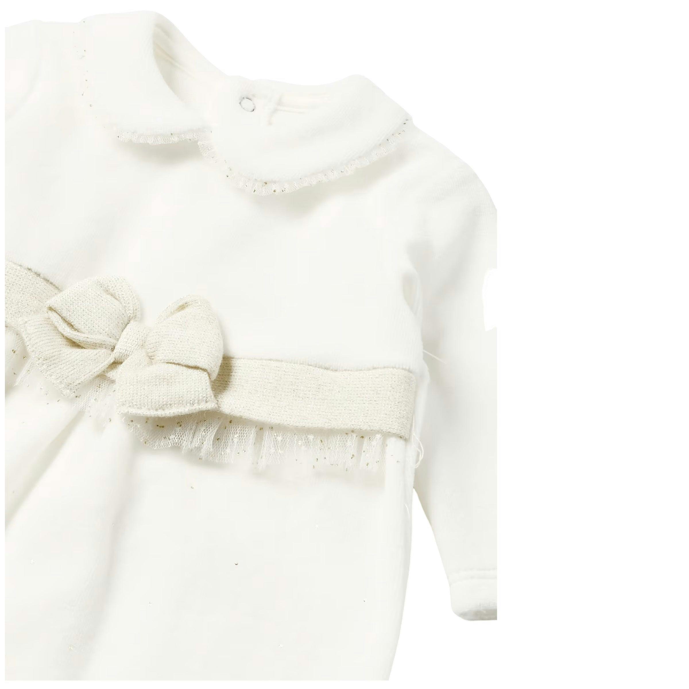 White Bow Formal Babygrow & Beret