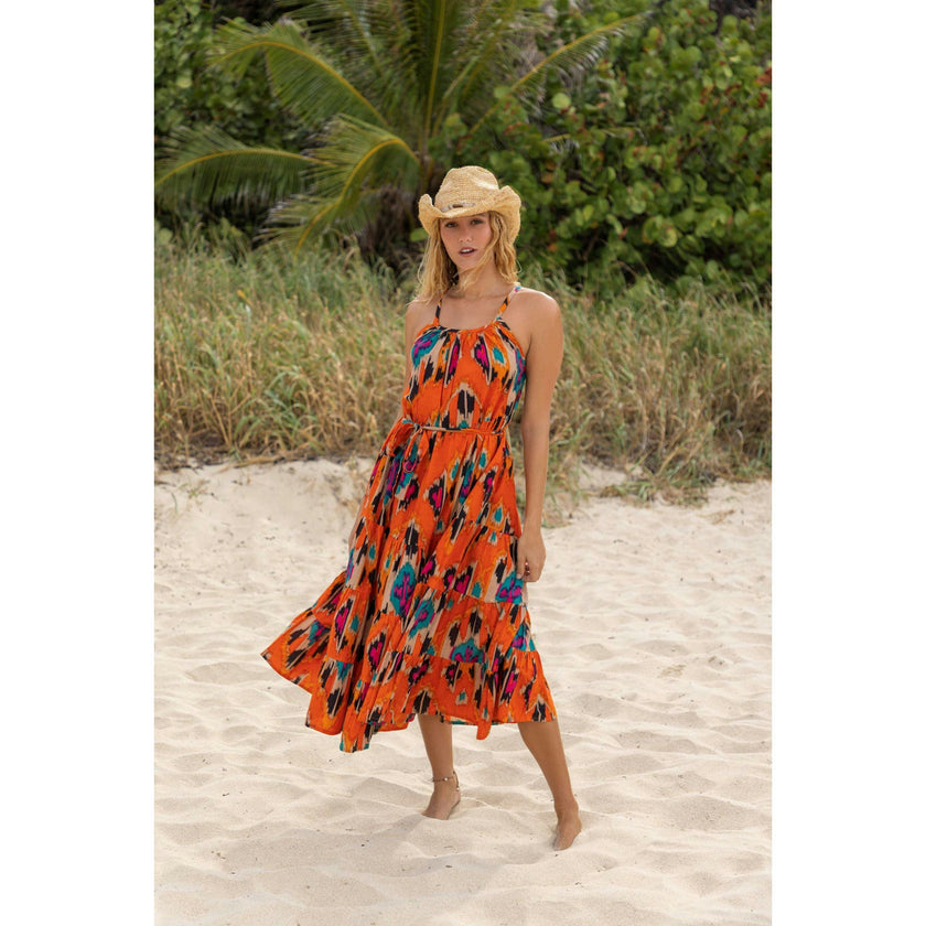 Sabine Womens Maxi Dress Fiesta Sunset Ikat, Fiesta Sunset Ikat