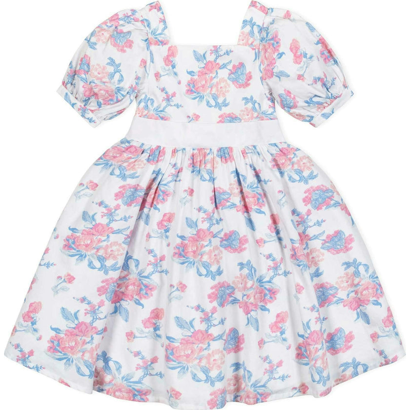Organic Short Sleeve Puff Sleeve Party Dress, Pink