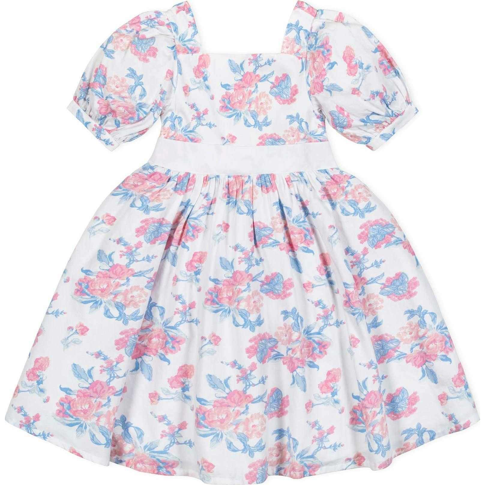 Organic Short Sleeve Puff Sleeve Party Dress, Pink