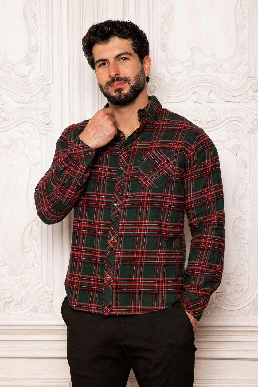 Mens John Shirt in Evergreen Plaid