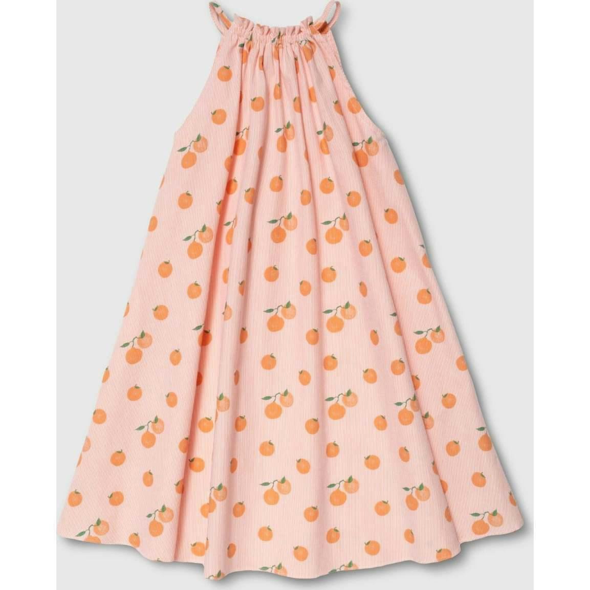Tie Neck Dress in Clementine
