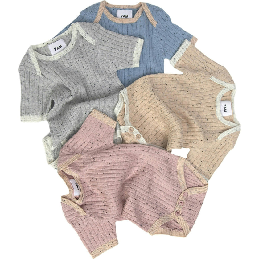 Ribbed Knit Short Sleeve Retro Bodysuit
