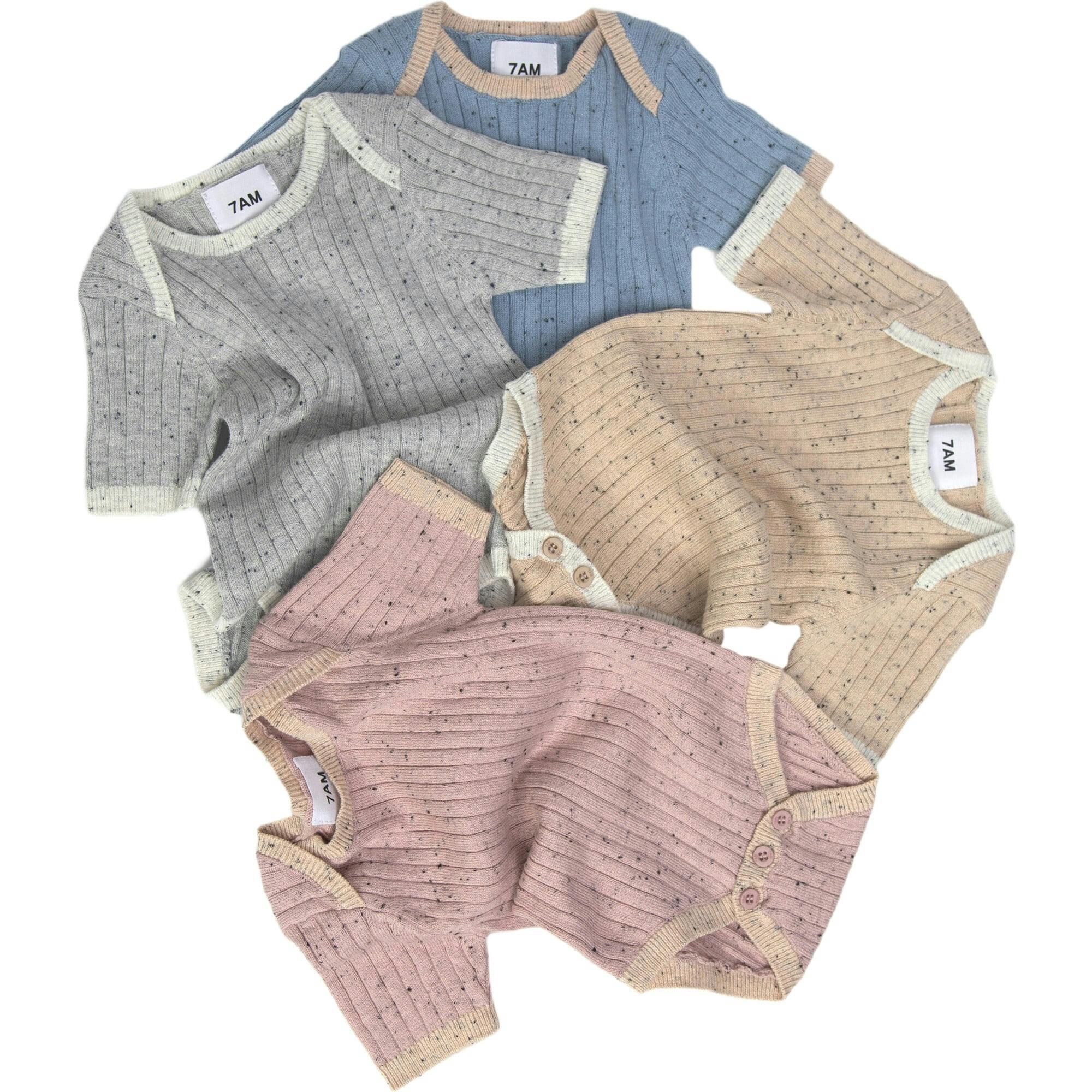 Ribbed Knit Short Sleeve Retro Bodysuit