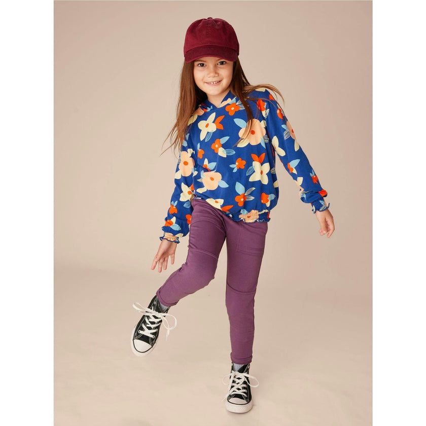 Printed Smocked Hoodie, Brown