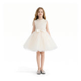 Cream Ariette Pearl Bow Tulle Dress